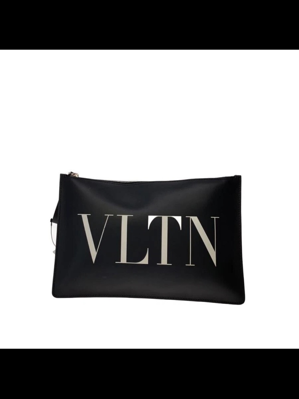 Valentino Garavani Black VLTN Logo Zip Clutch